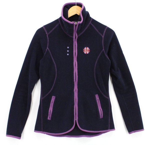Spooks Riding Fleece Jacket Womens Navy Blue Full Zip Embroidered Size Small - Picture 1 of 11